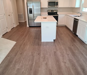 LVP floor before refinishing